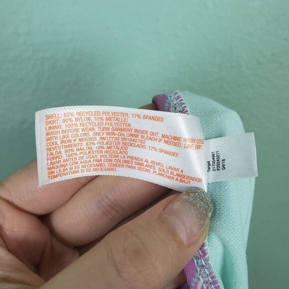 Cat & Jack Girl's One Piece Mermaid Purple Green Swimsuit Size 2T - Picture 6 of 6